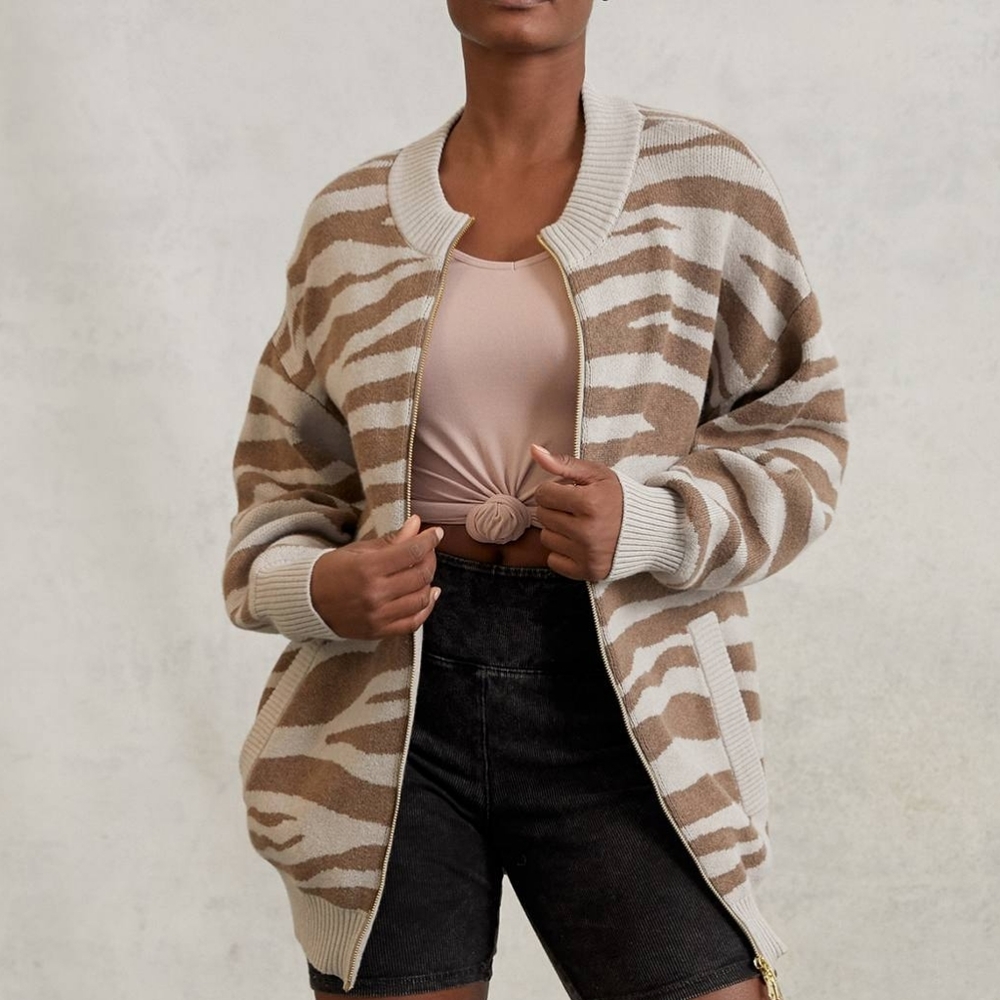Anthropologie Varley Zebra-Striped Cardigan